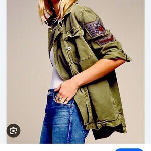 Free People Military Embellished Shacket - NAVY